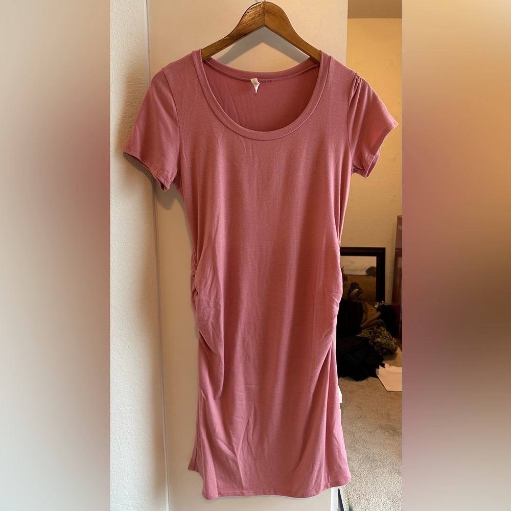 Pink blush maternity body con dress